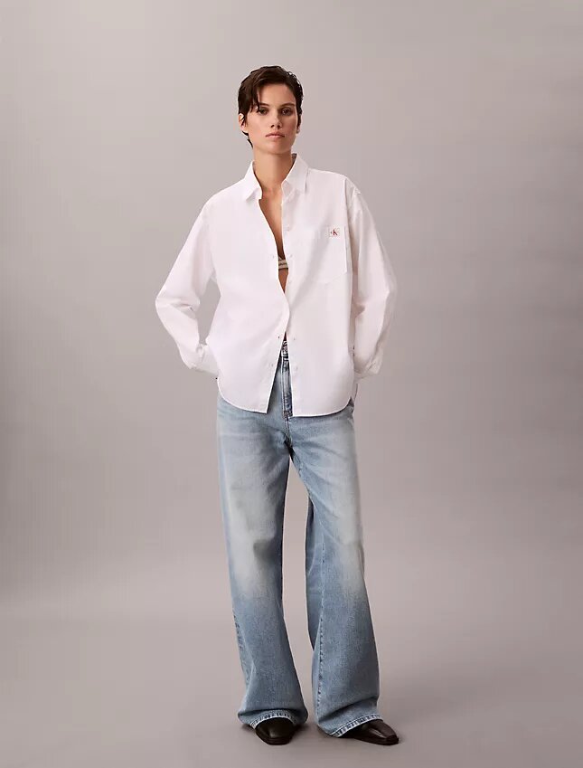 Chemise boutonnée ample en popeline de coton Chemise boutonnée ample en popeline de coton
