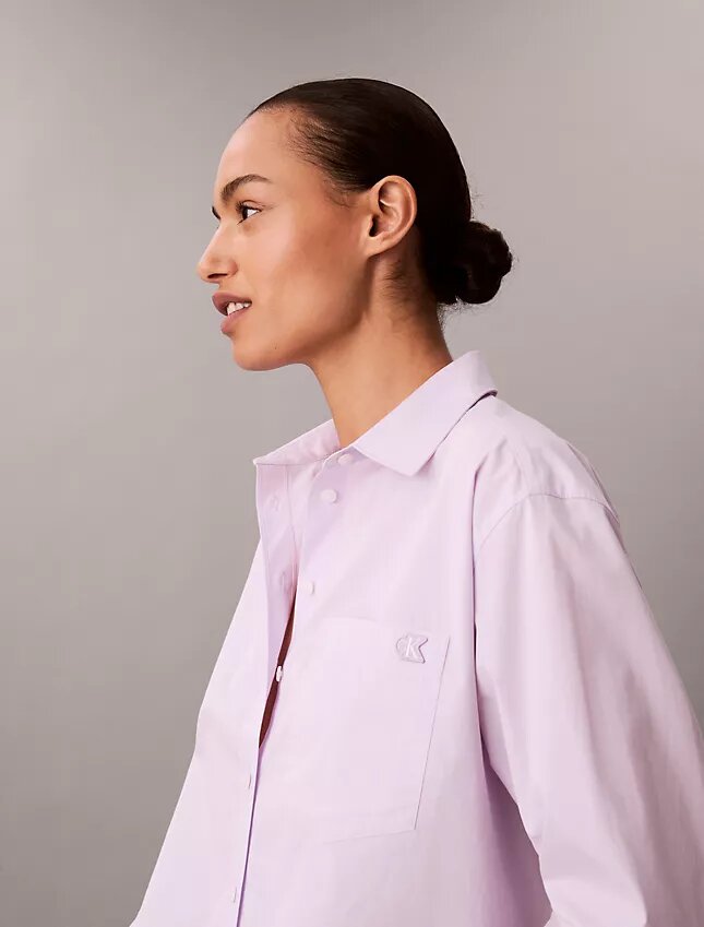 Chemise boutonnée ample en popeline de coton Chemise boutonnée ample en popeline de coton