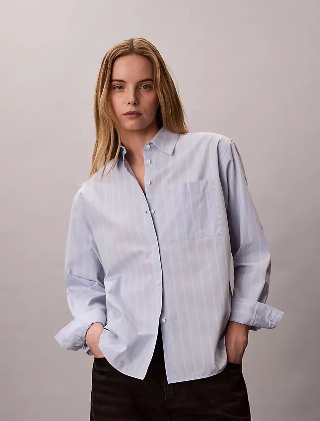 Chemise boutonnée ample en popeline de coton Chemise boutonnée ample en popeline de coton