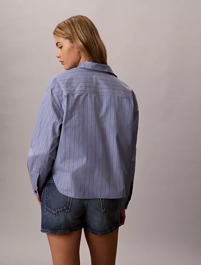 Chemise boutonnée ample en popeline de coton Chemise boutonnée ample en popeline de coton