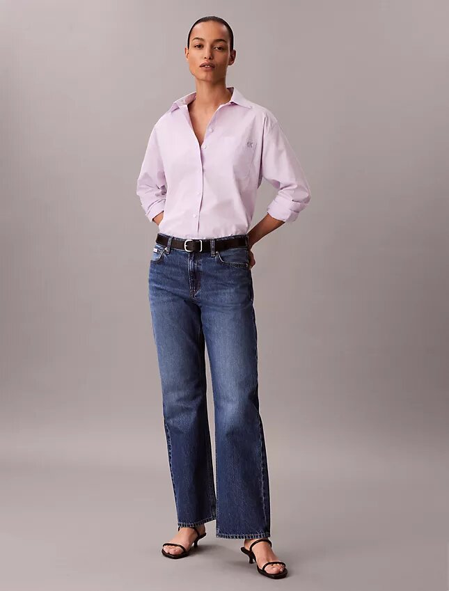 Chemise boutonnée ample en popeline de coton Chemise boutonnée ample en popeline de coton