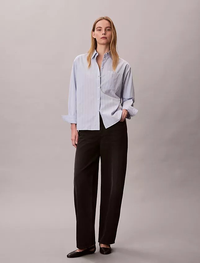 Chemise boutonnée ample en popeline de coton Chemise boutonnée ample en popeline de coton