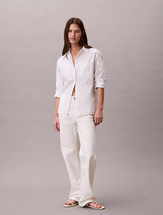 Chemise boutonnée ample en popeline de coton Chemise boutonnée ample en popeline de coton