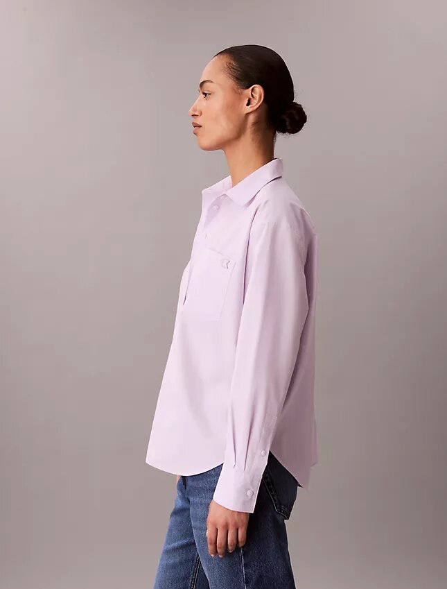 Chemise boutonnée ample en popeline de coton Chemise boutonnée ample en popeline de coton