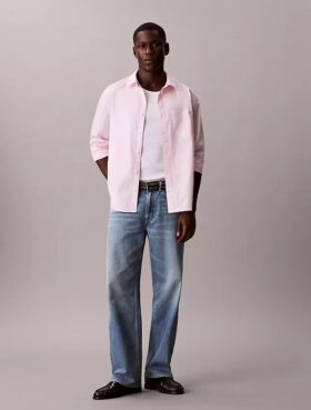 Chemise boutonnée ample en popeline lavée