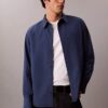 Chemise boutonnée ample en popeline lavée Chemise boutonnée ample en popeline lavée