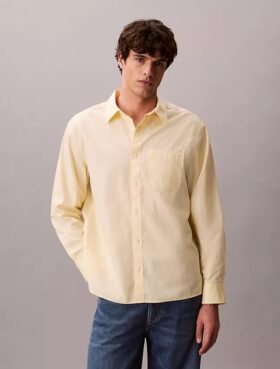 Chemise boutonnée ample en popeline lavée