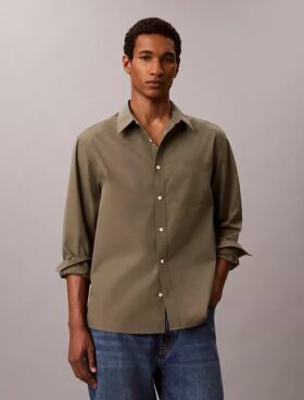 Chemise boutonnée ample en popeline lavée