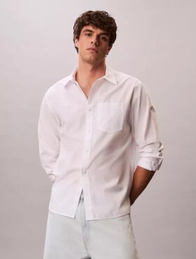 Chemise boutonnée ample en popeline lavée