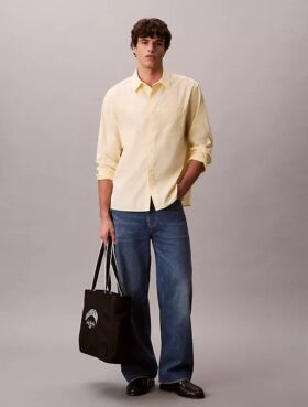 Chemise boutonnée ample en popeline lavée