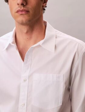 Chemise boutonnée ample en popeline lavée