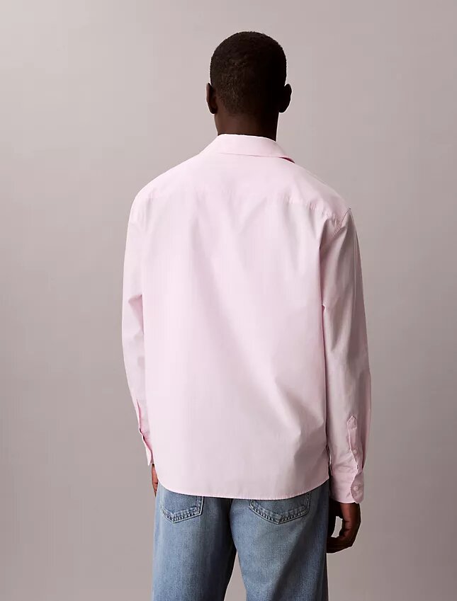 Chemise boutonnée ample en popeline lavée Chemise boutonnée ample en popeline lavée