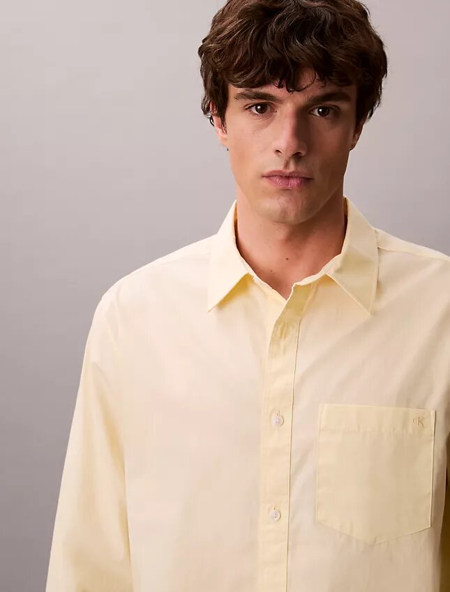 Chemise boutonnée ample en popeline lavée Chemise boutonnée ample en popeline lavée