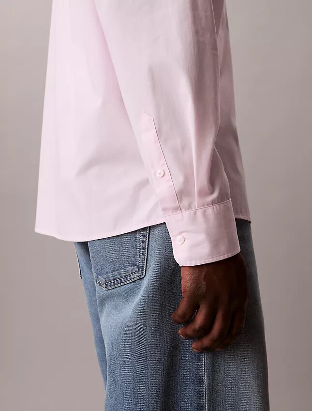 Chemise boutonnée ample en popeline lavée Chemise boutonnée ample en popeline lavée