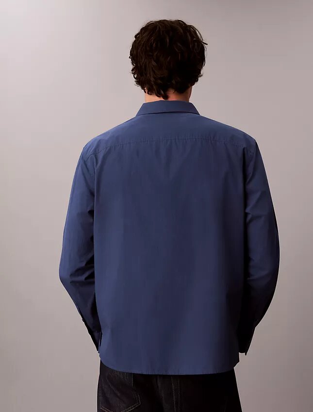 Chemise boutonnée ample en popeline lavée Chemise boutonnée ample en popeline lavée