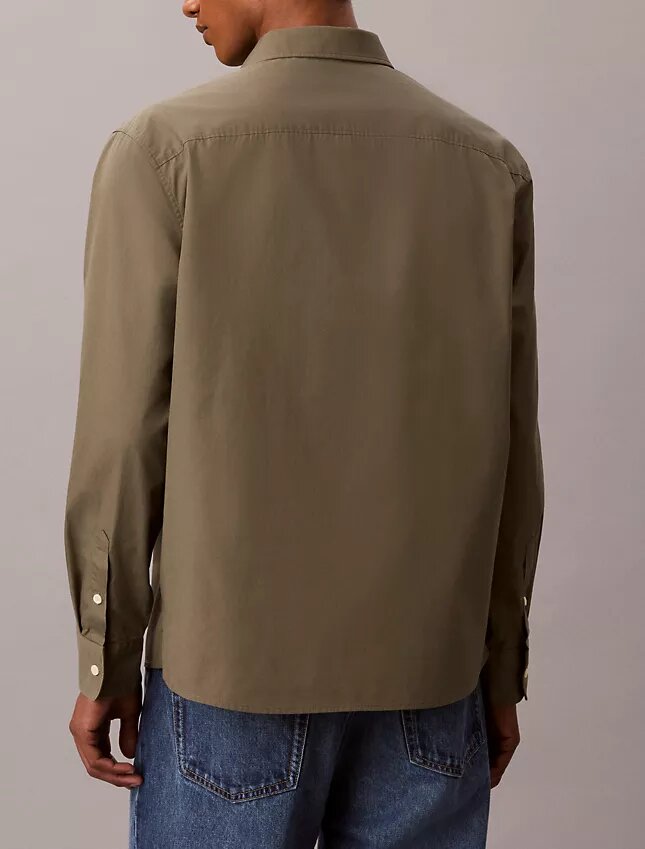 Chemise boutonnée ample en popeline lavée Chemise boutonnée ample en popeline lavée