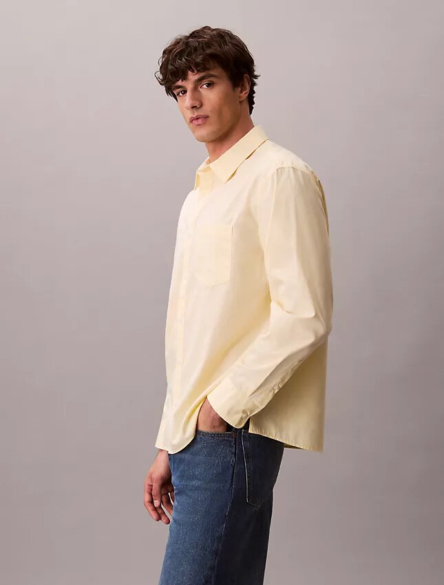 Chemise boutonnée ample en popeline lavée Chemise boutonnée ample en popeline lavée
