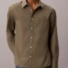 Chemise boutonnée ample en popeline lavée Chemise boutonnée ample en popeline lavée