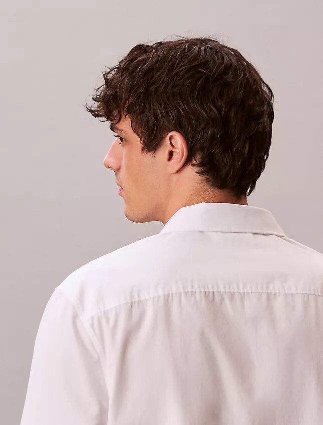 Chemise boutonnée ample en popeline lavée Chemise boutonnée ample en popeline lavée