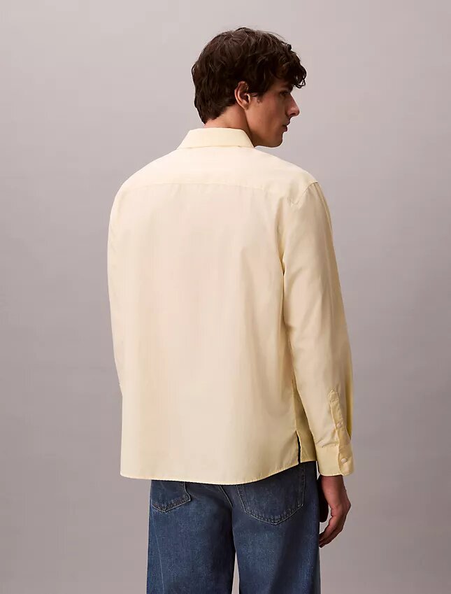 Chemise boutonnée ample en popeline lavée Chemise boutonnée ample en popeline lavée