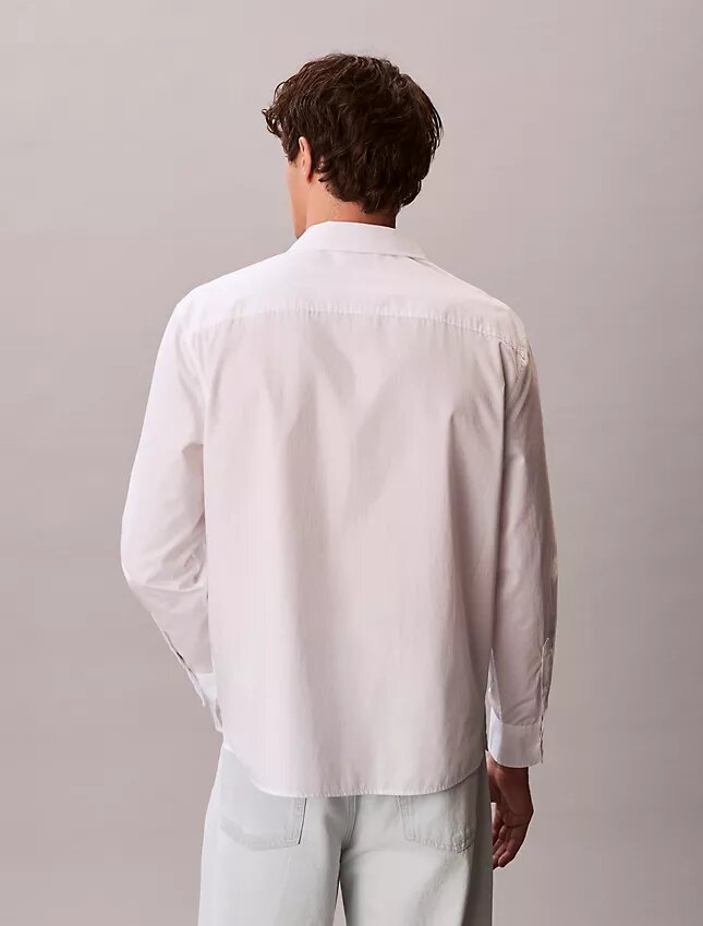 Chemise boutonnée ample en popeline lavée Chemise boutonnée ample en popeline lavée