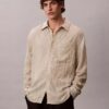 Chemise boutonnée ample à rayures froncées teintes dans la masse Chemise boutonnée ample à rayures froncées teintes dans la masse