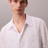 Chemise boutonnée ample à rayures froncées teintes dans la masse Chemise boutonnée ample à rayures froncées teintes dans la masse