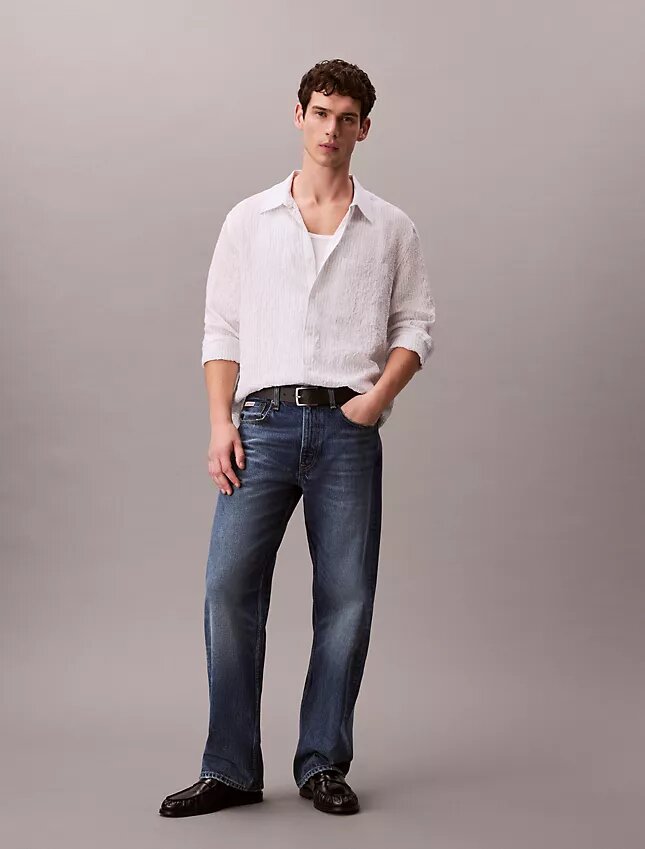 Chemise boutonnée ample à rayures froncées teintes dans la masse Chemise boutonnée ample à rayures froncées teintes dans la masse