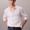 Chemise boutonnée ample à rayures froncées teintes dans la masse Chemise boutonnée ample à rayures froncées teintes dans la masse