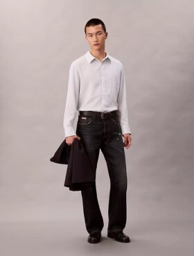 Chemise boutonnée décontractée en mélange de viscose à rayures