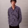 Chemise boutonnée décontractée en mélange de viscose à rayures Chemise boutonnée décontractée en mélange de viscose à rayures