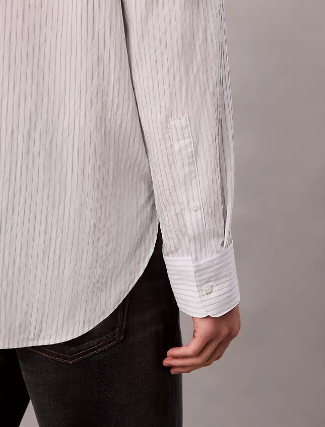 Chemise boutonnée décontractée en mélange de viscose à rayures Chemise boutonnée décontractée en mélange de viscose à rayures