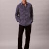 Chemise boutonnée décontractée en mélange de viscose à rayures Chemise boutonnée décontractée en mélange de viscose à rayures