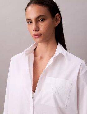 Chemise boutonnée décontractée en popeline