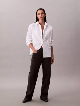 Chemise boutonnée décontractée en popeline