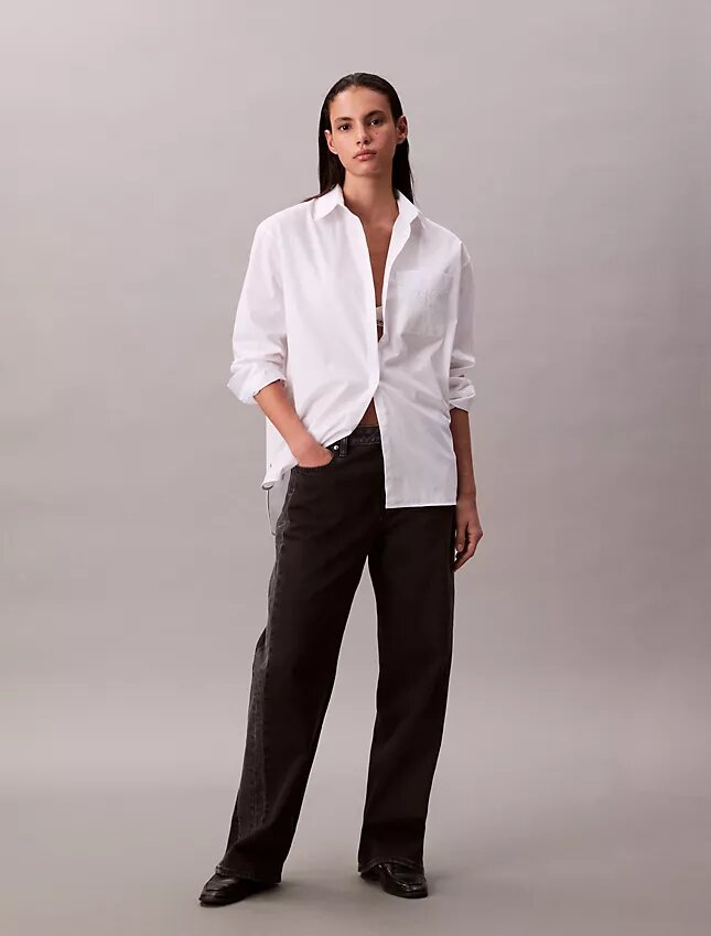 Chemise boutonnée décontractée en popeline Chemise boutonnée décontractée en popeline