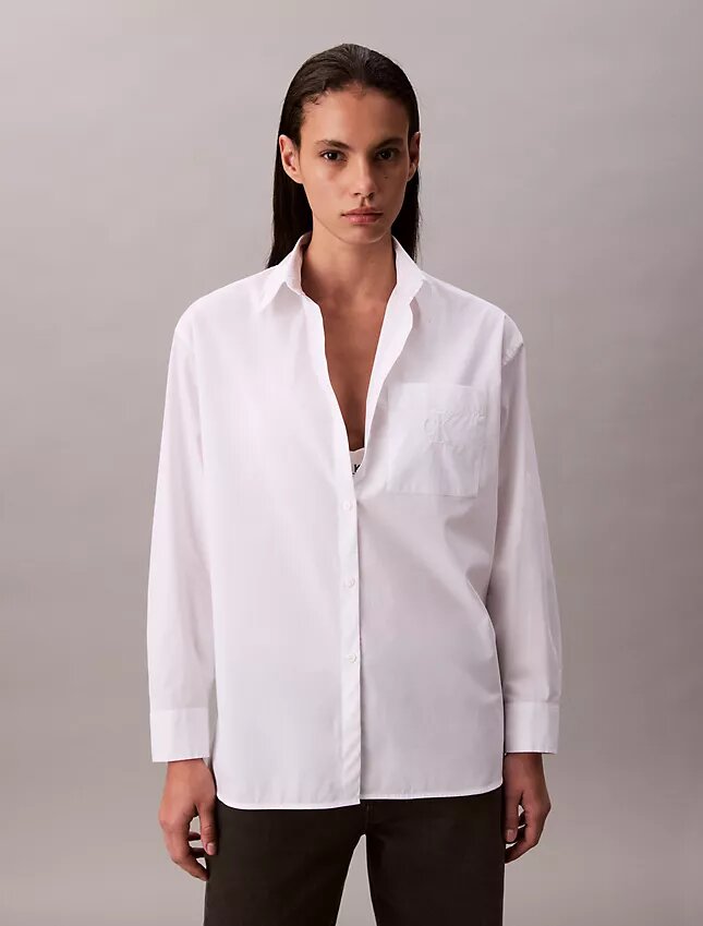 Chemise boutonnée décontractée en popeline Chemise boutonnée décontractée en popeline