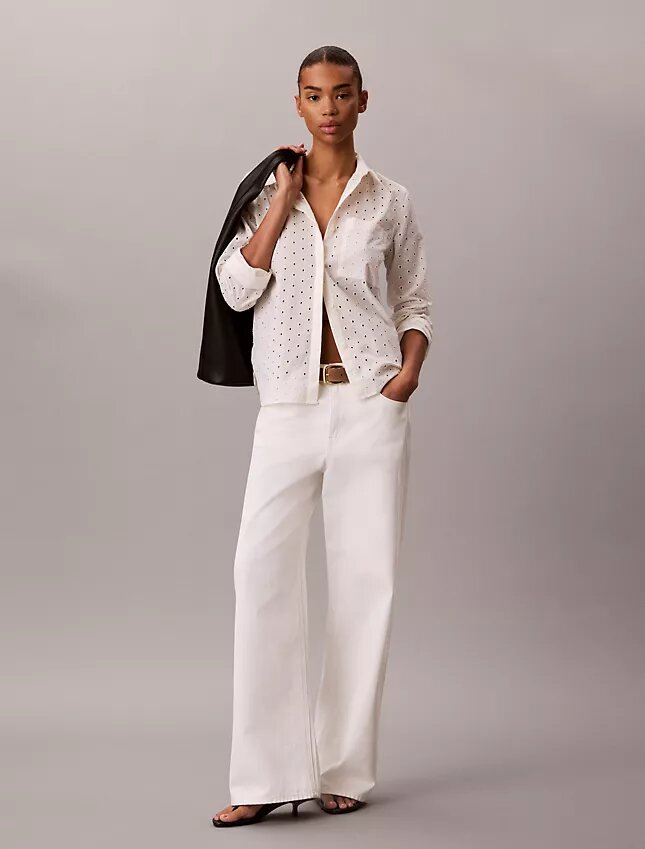 Chemise boutonnée en broderie anglaise Chemise boutonnée en broderie anglaise