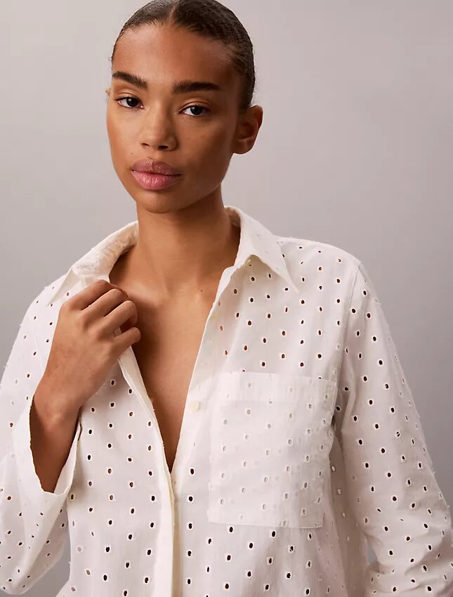 Chemise boutonnée en broderie anglaise Chemise boutonnée en broderie anglaise