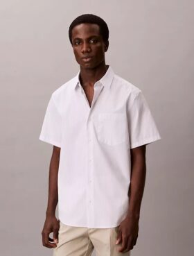 Chemise boutonnée en coton Stretch à fines rayures