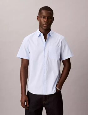Chemise boutonnée en coton Stretch à fines rayures