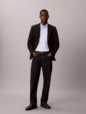 Chemise boutonnée en coton Stretch à fines rayures