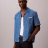 Chemise boutonnée en denim mélangé lin Chemise boutonnée en denim mélangé lin