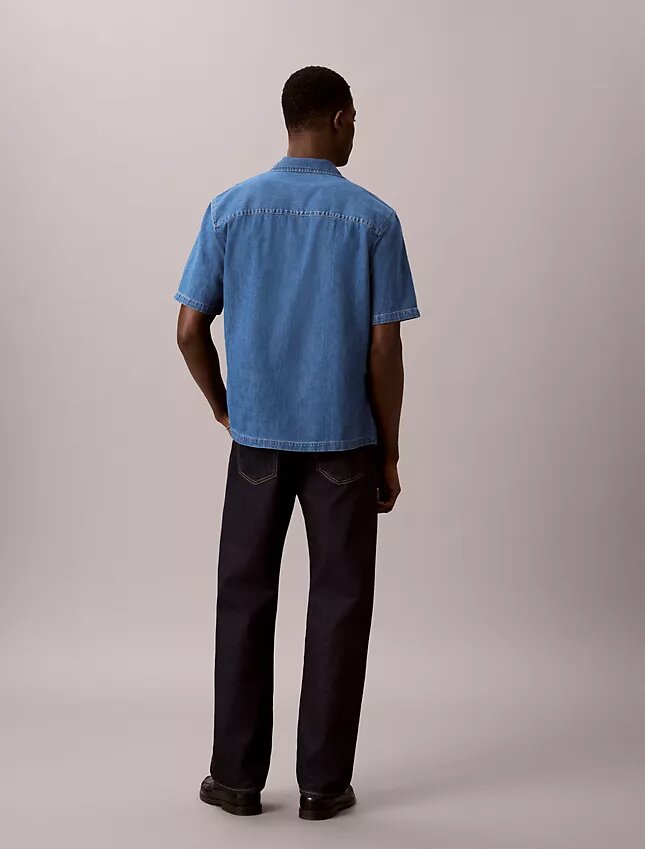 Chemise boutonnée en denim mélangé lin Chemise boutonnée en denim mélangé lin