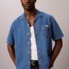 Chemise boutonnée en denim mélangé lin Chemise boutonnée en denim mélangé lin