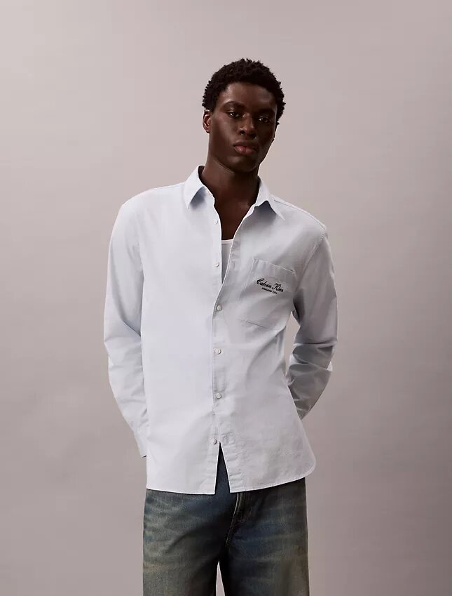 Chemise boutonnée en oxford délavé avec logo Chemise boutonnée en oxford délavé avec logo