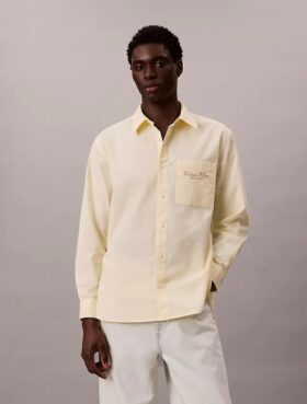 Chemise boutonnée en oxford délavé avec logo