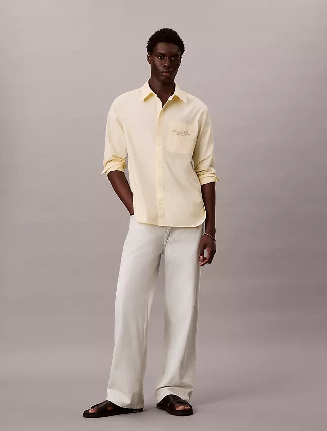 Chemise boutonnée en oxford délavé avec logo Chemise boutonnée en oxford délavé avec logo