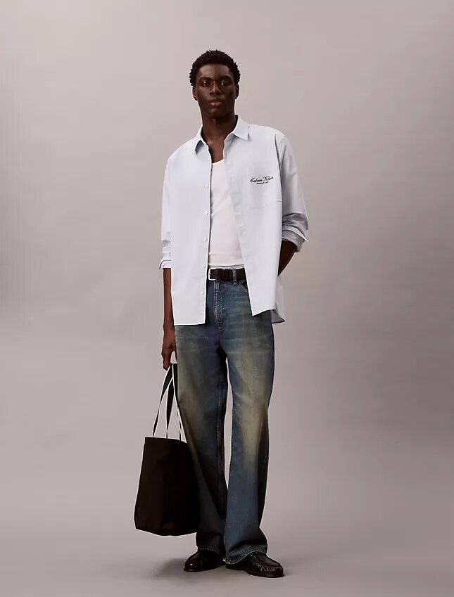 Chemise boutonnée en oxford délavé avec logo Chemise boutonnée en oxford délavé avec logo