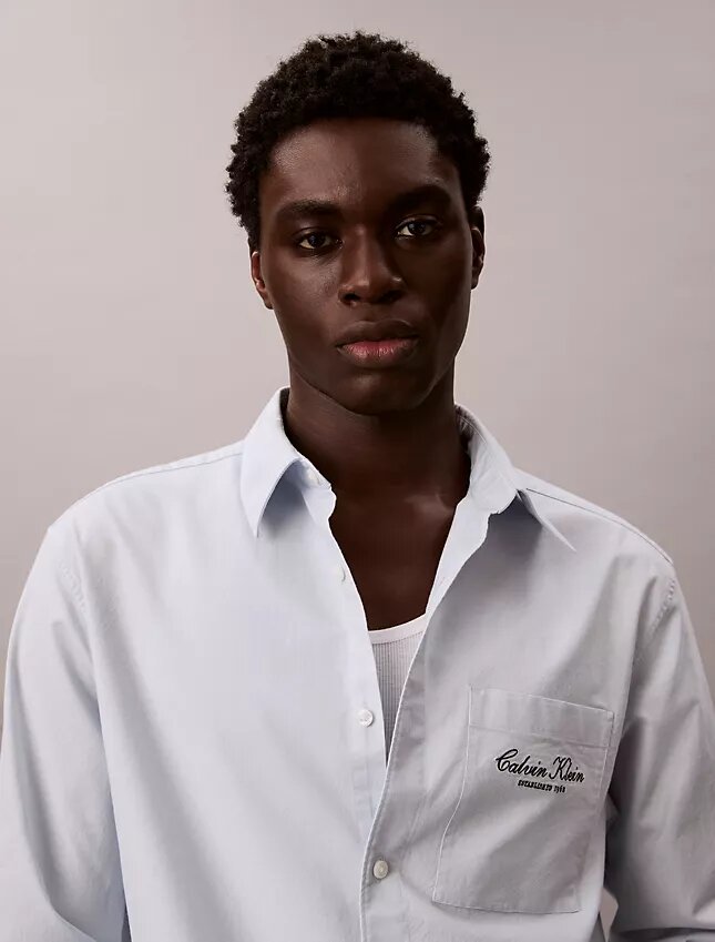 Chemise boutonnée en oxford délavé avec logo Chemise boutonnée en oxford délavé avec logo